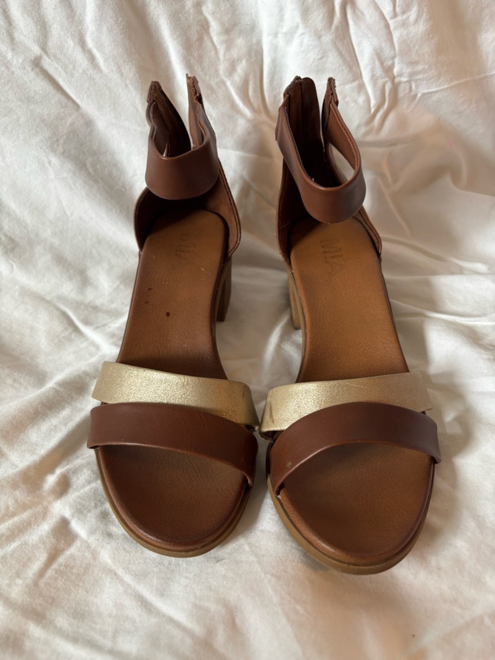 MIA Brown Low Block Heel Sandals